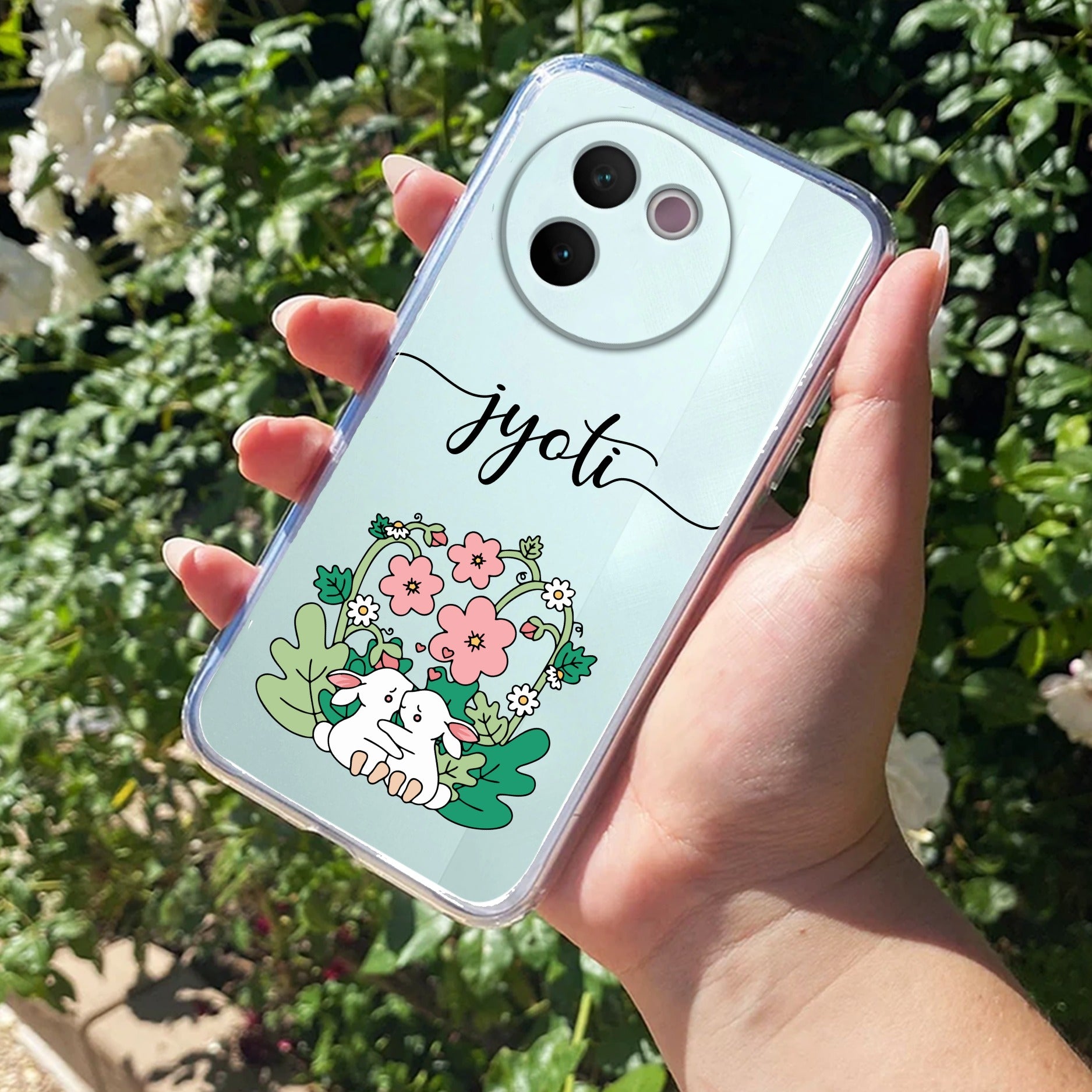 Cute Bunny Customize Transparent Silicon Case V2 For Vivo V30e 5G