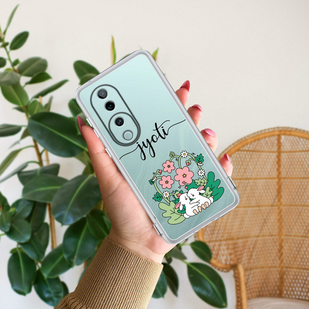 Cute Bunny Customize Transparent Silicon Case V2 For Vivo T3 Ultra