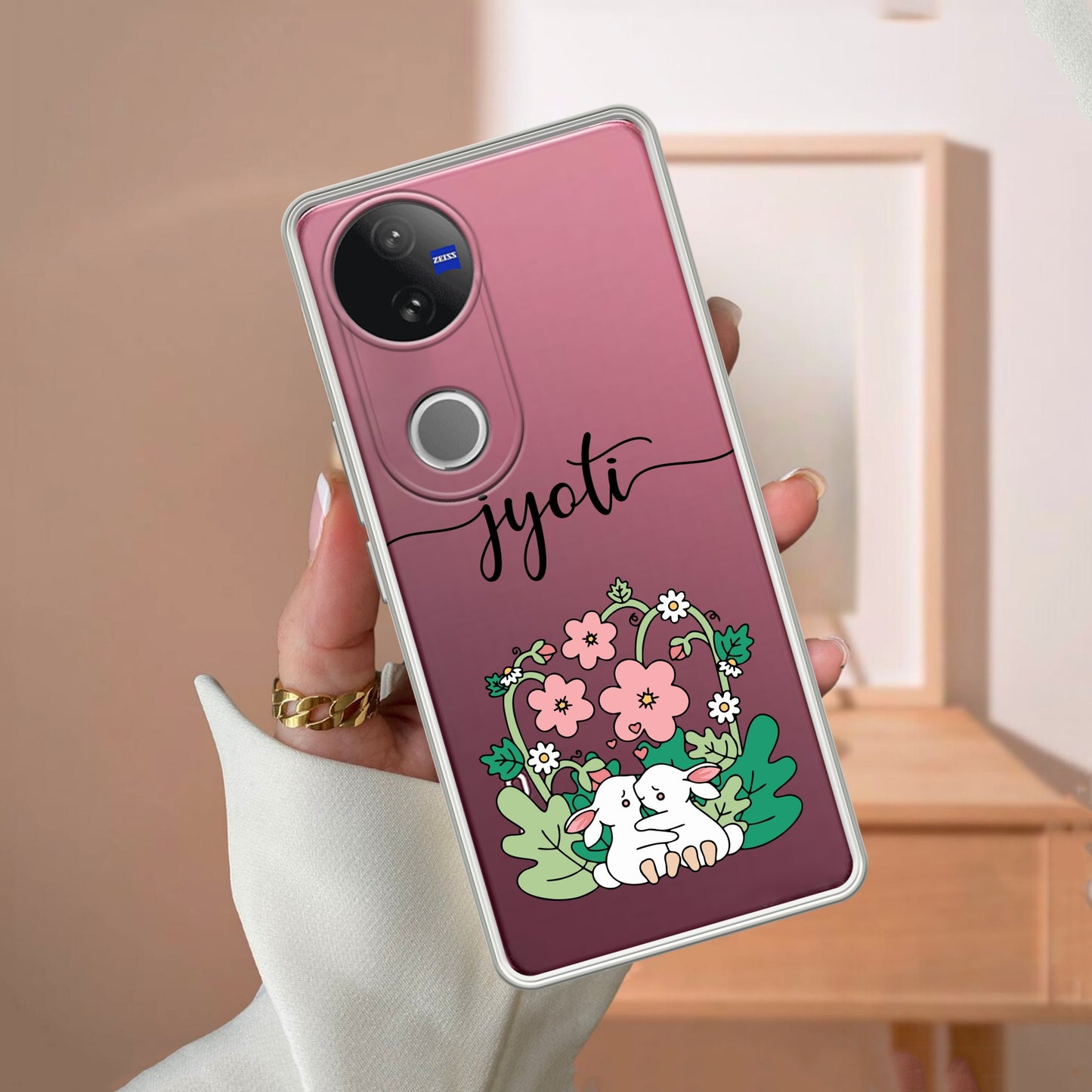 Cute Bunny Customize Transparent Silicon Case V2 For Vivo
