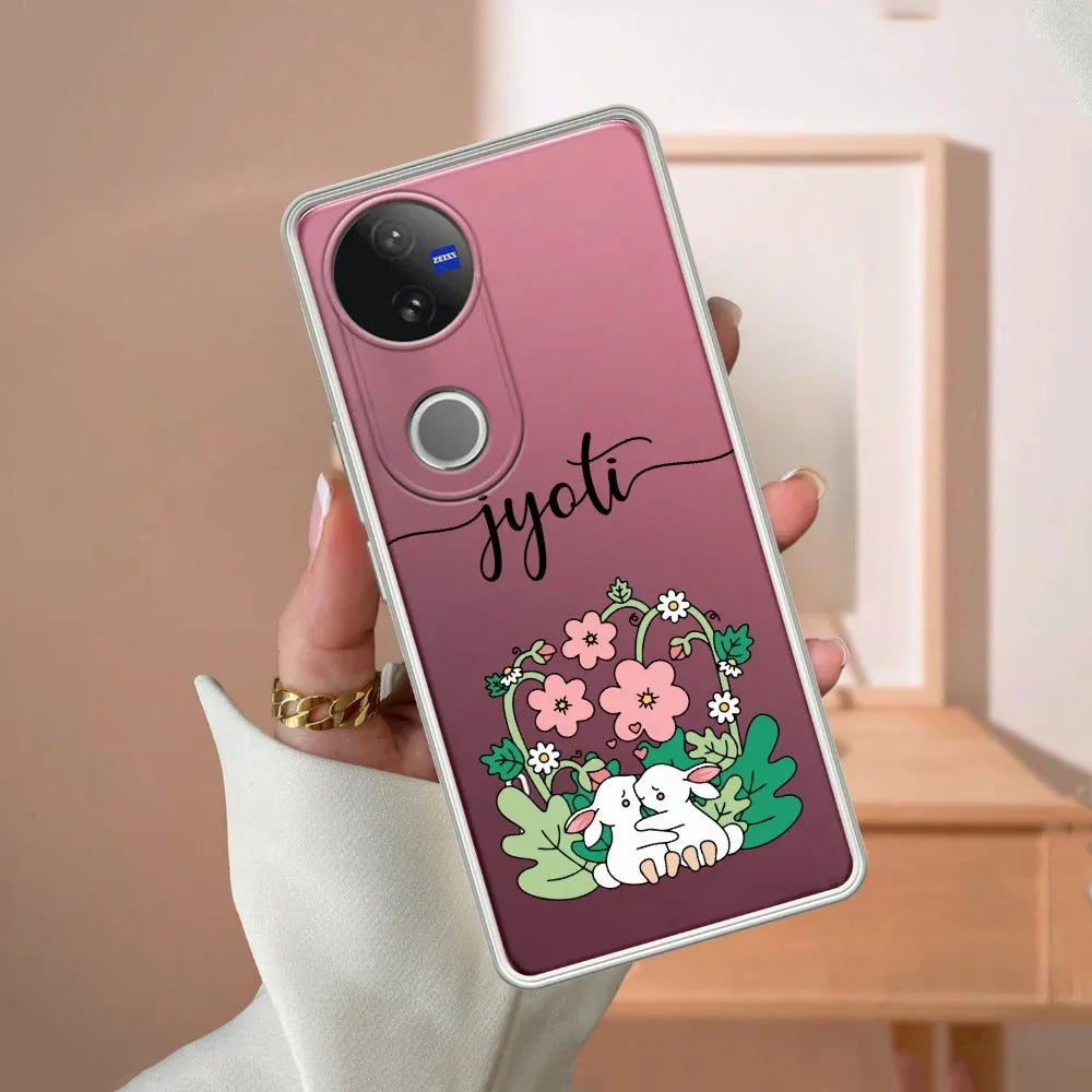 Cute Bunny Customize Transparent Silicon Case V2 For Vivo T4 Ultra 5G