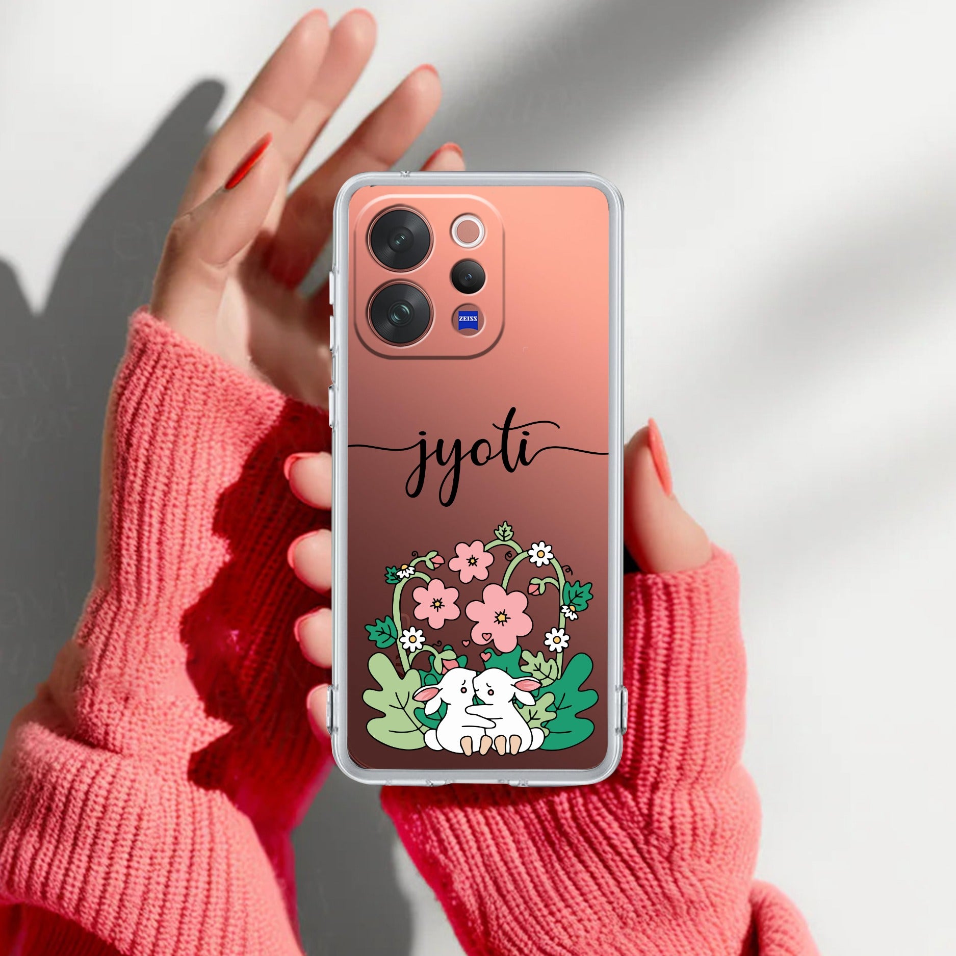 Cute Bunny Customize Transparent Silicon Case V2 For Vivo V50e 5G