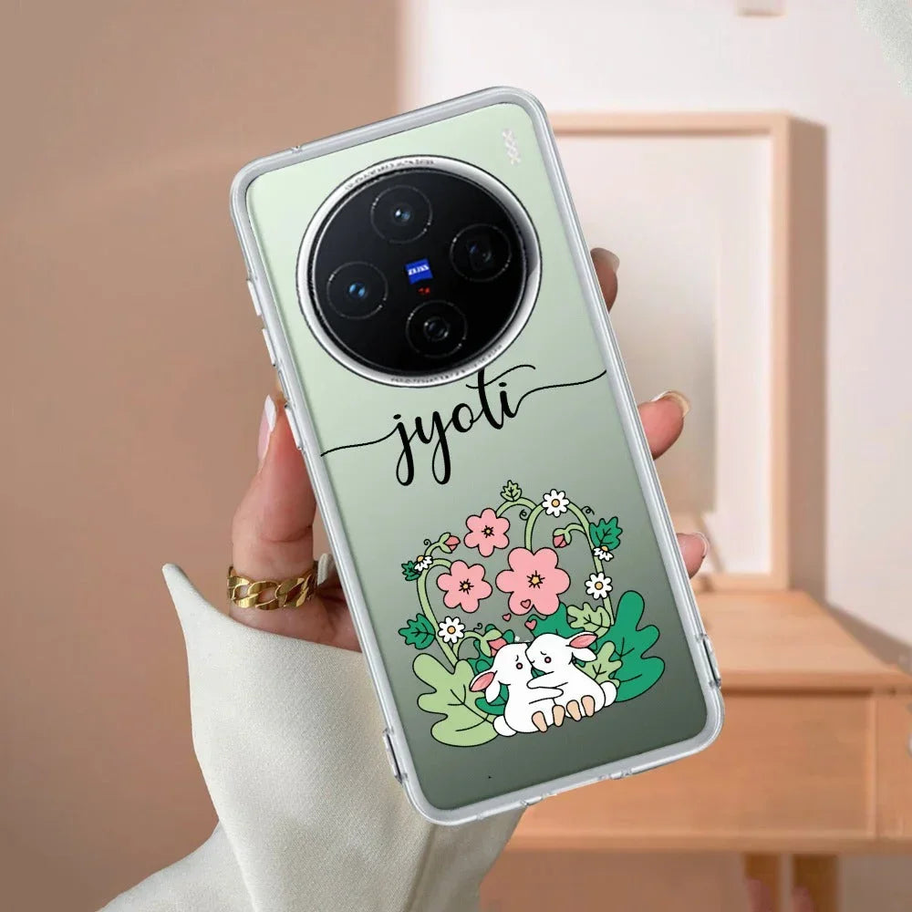 Cute Bunny Customize Transparent Silicon Case V2 For Vivo Y200 5G