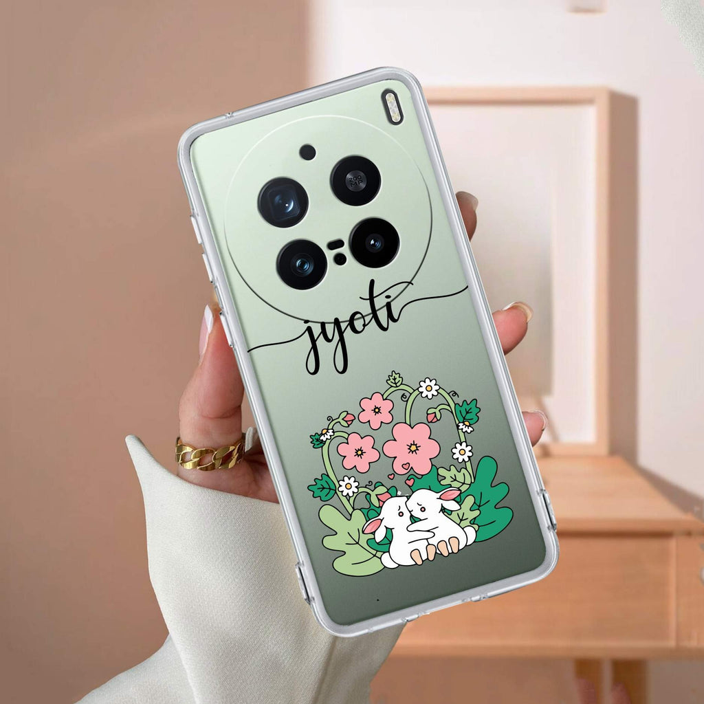 Cute Bunny Customize Transparent Silicon Case V2 For Vivo X200 Pro 5G