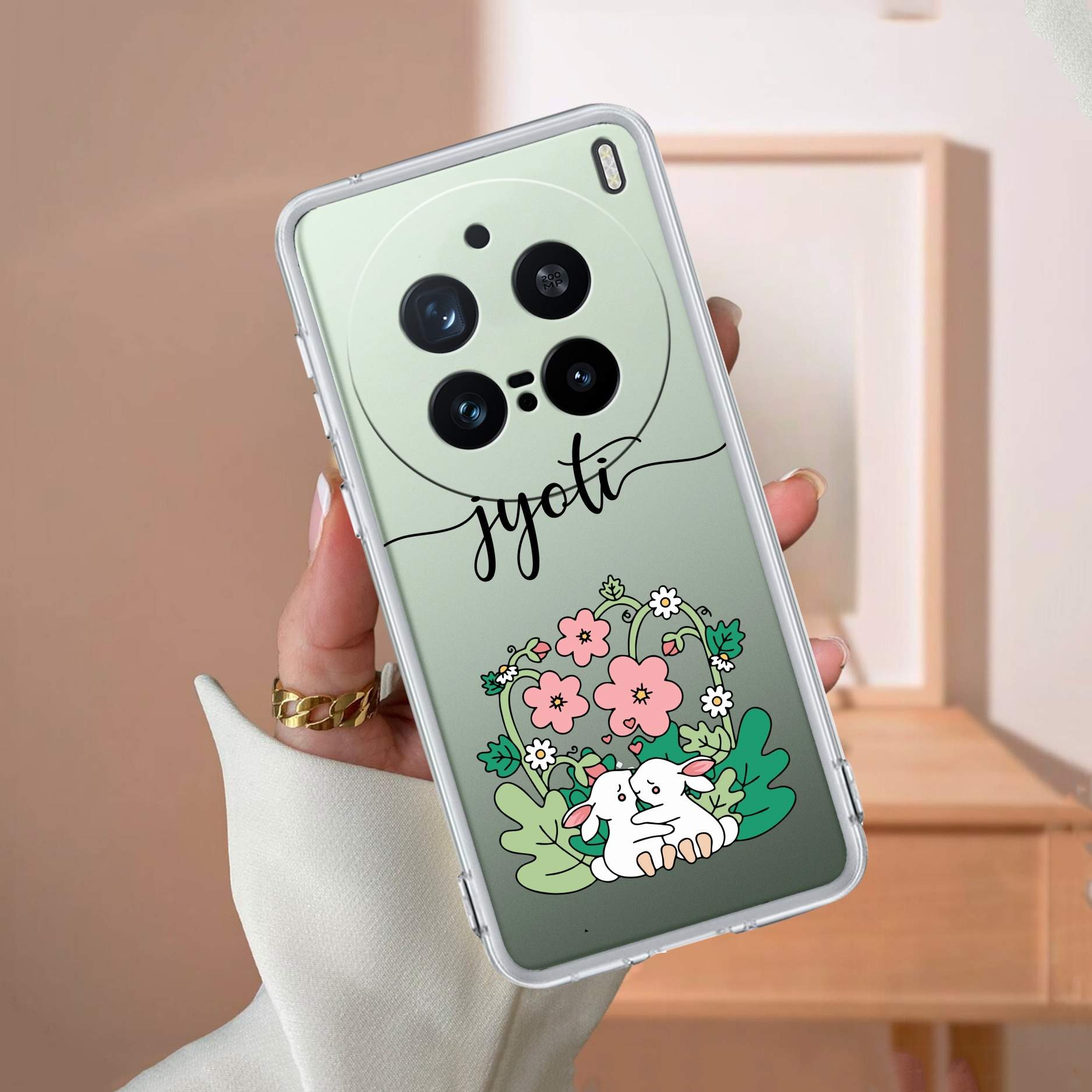 Cute Bunny Customize Transparent Silicon Case V2 For Vivo X200 Pro 5G