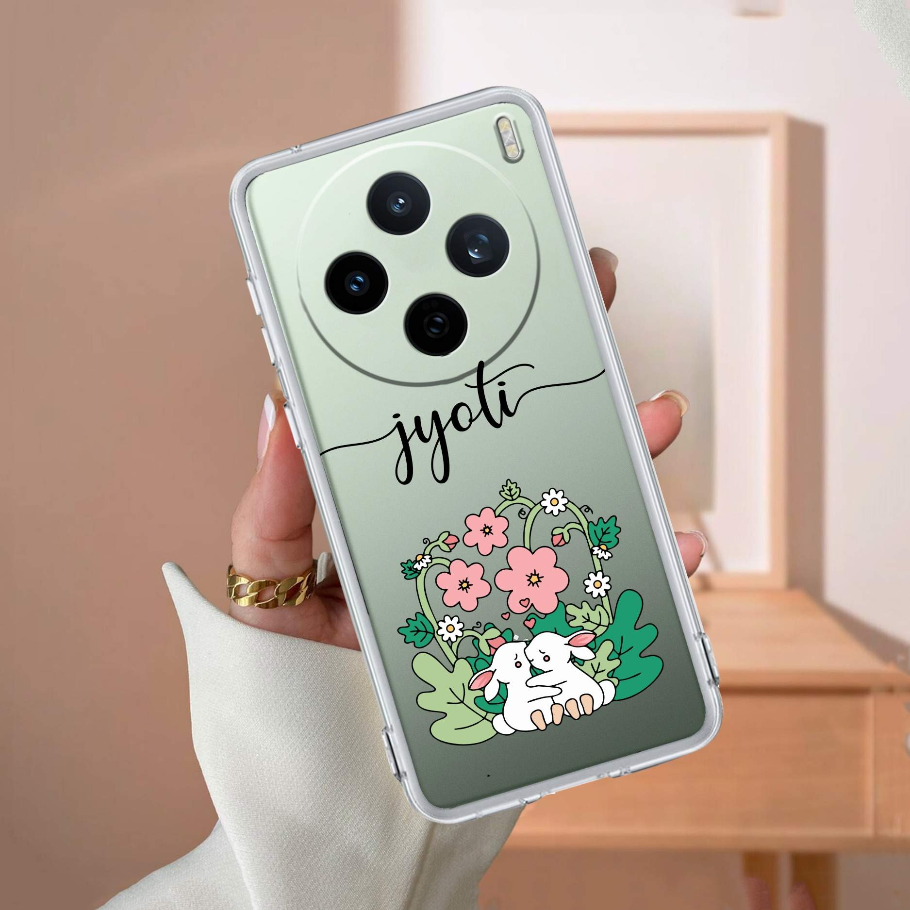 Cute Bunny Customize Transparent Silicon Case V2 For Vivo X200 FE
