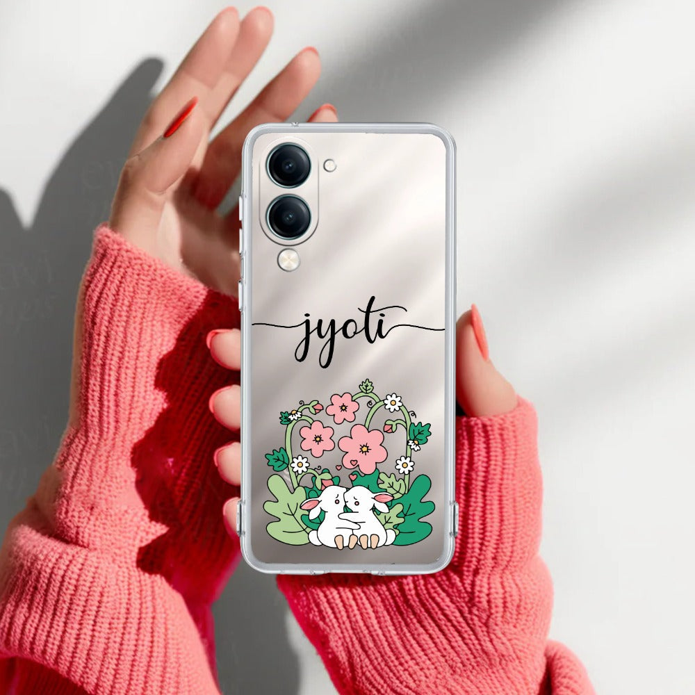 Cute Bunny Customize Transparent Silicon Case V2 For Vivo