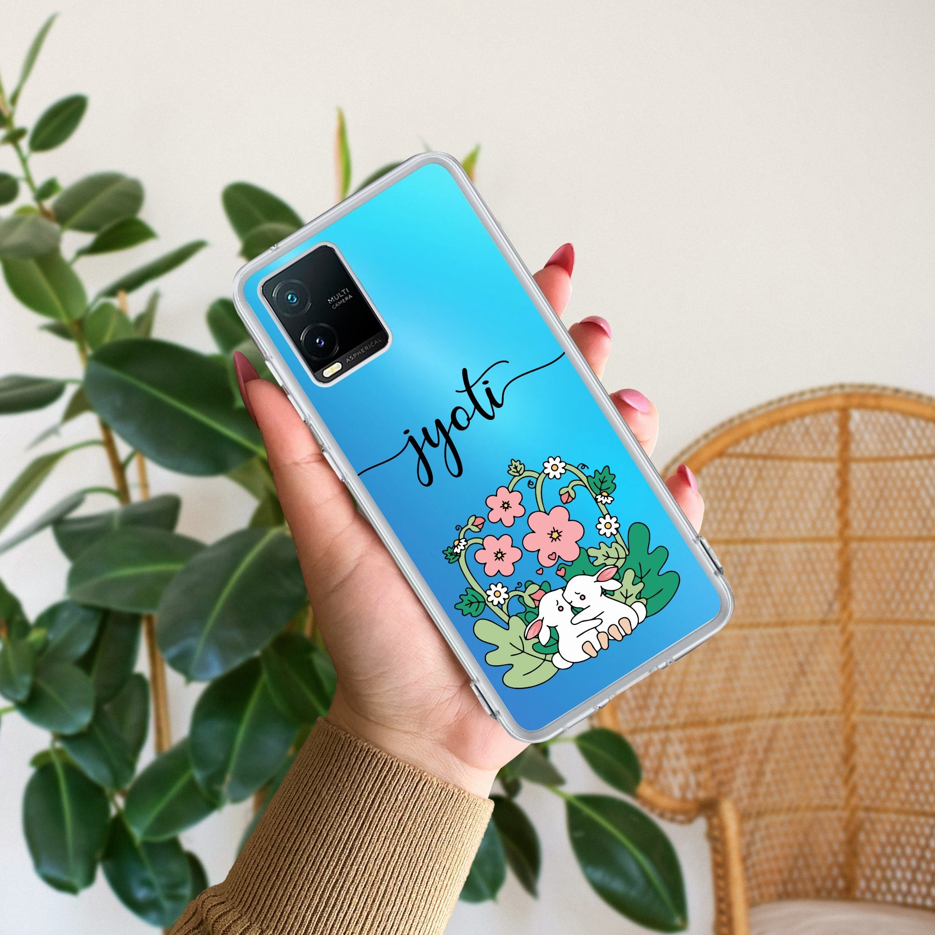 Cute Bunny Customize Anti Yellow Case V2 For Vivo T1x
