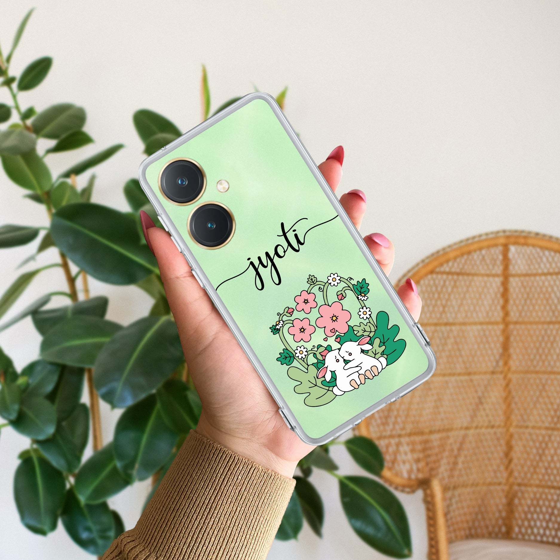 Cute Bunny Customize Anti Yellow Case V2 For Vivo Y27 4G