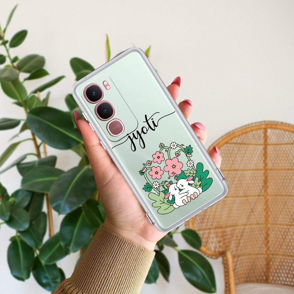 Cute Bunny Customize Transparent Silicon Case V2 For Vivo Y31 5G