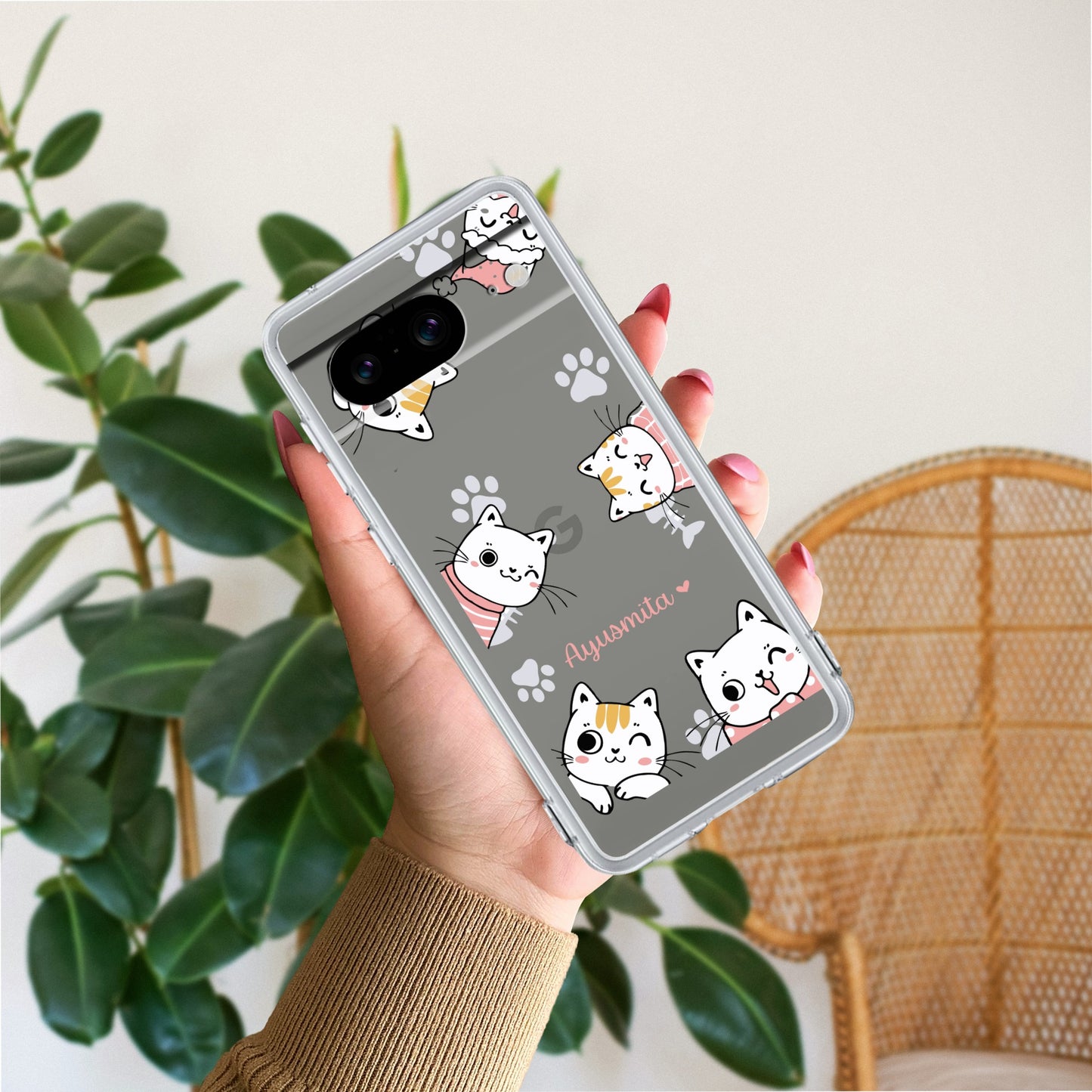 Cute Cat Customize Transparent Silicon Case For Google