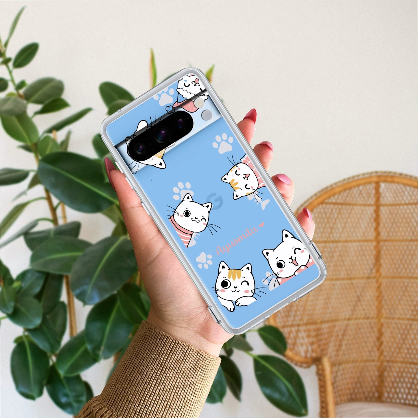 Cute Cat Customize Transparent Silicon Case For Google
