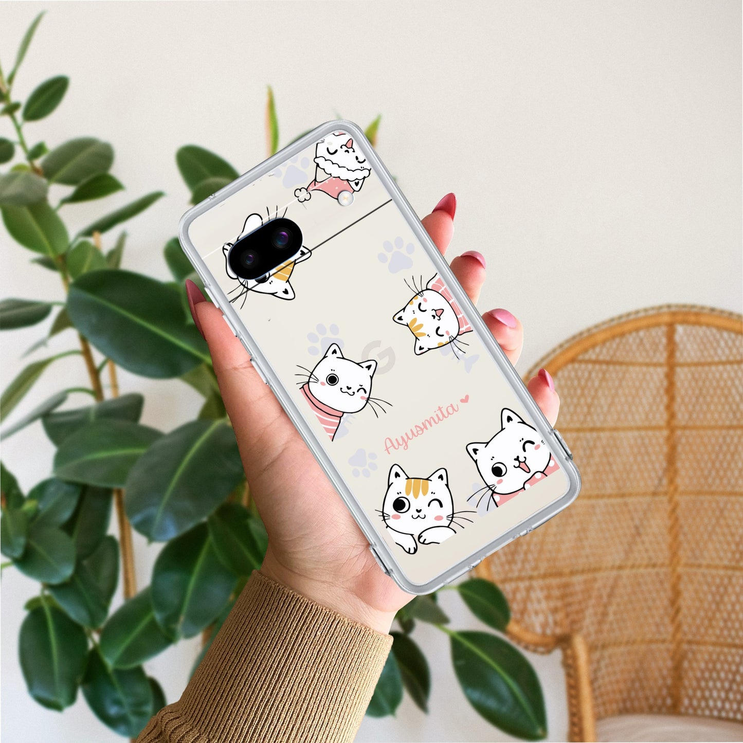 Cute Cat Customize Transparent Silicon Case For Google