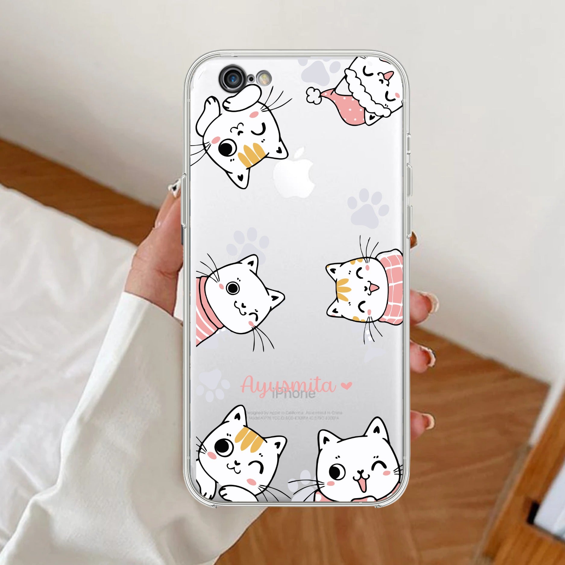 Cute Cat Customize Transparent Silicon Case For iPhone 7 / iPhone 8 / iPhone Se 2020
