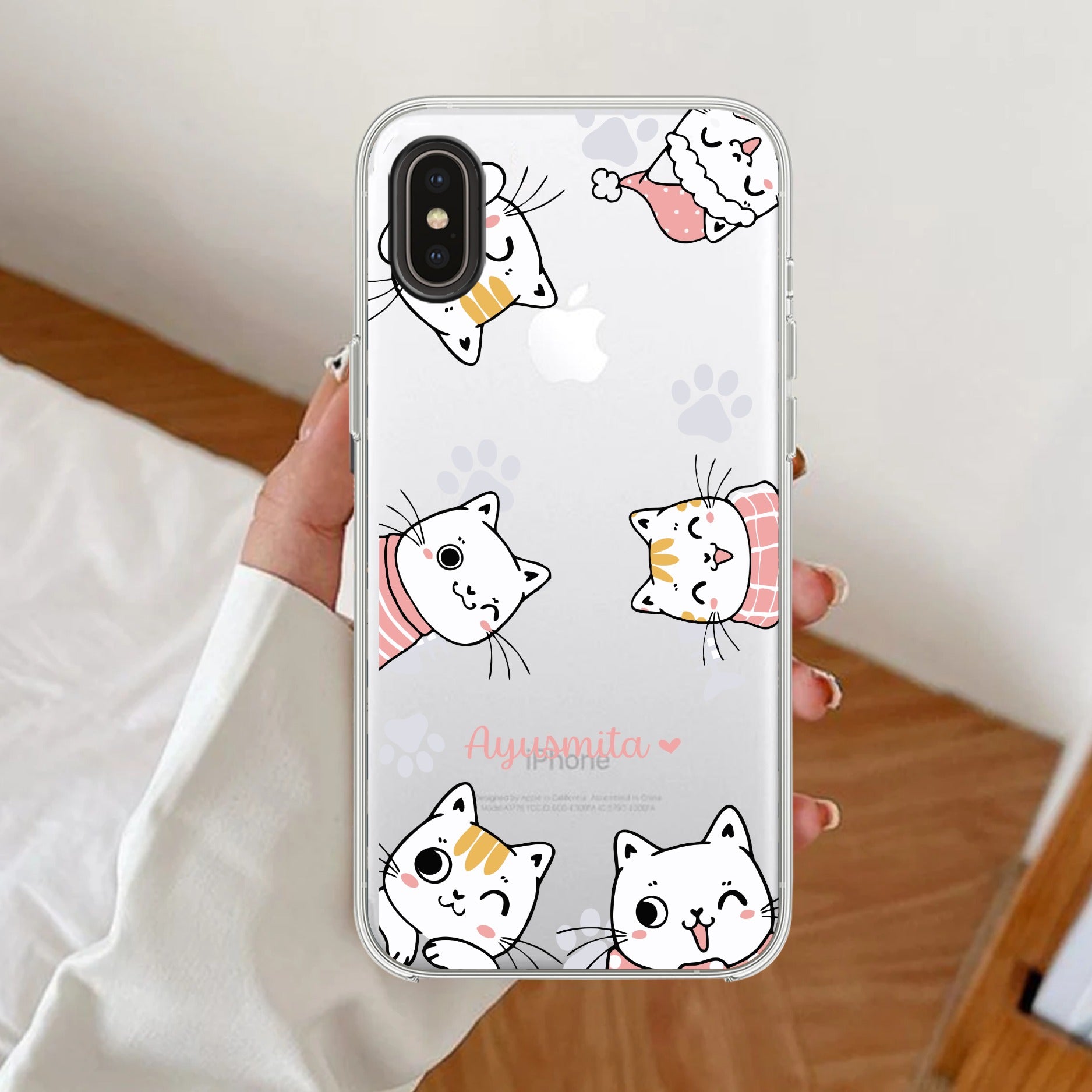 Cute Cat Customize Transparent Silicon Case For iPhone Xs Max