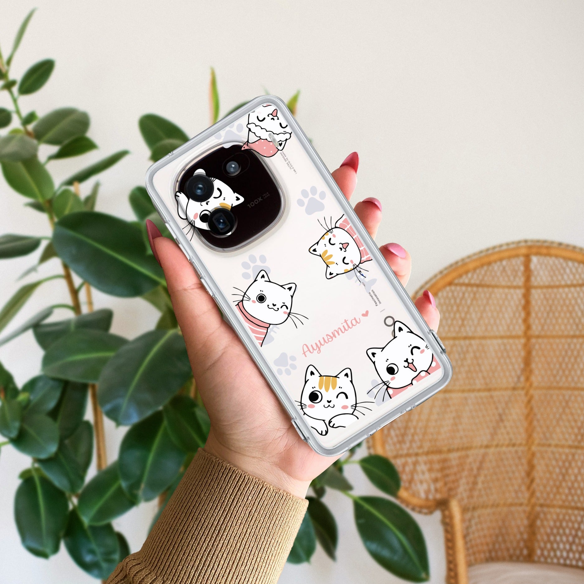 Cute Cat Customize Transparent Silicon Case For iQOO - ShopOnCliQ