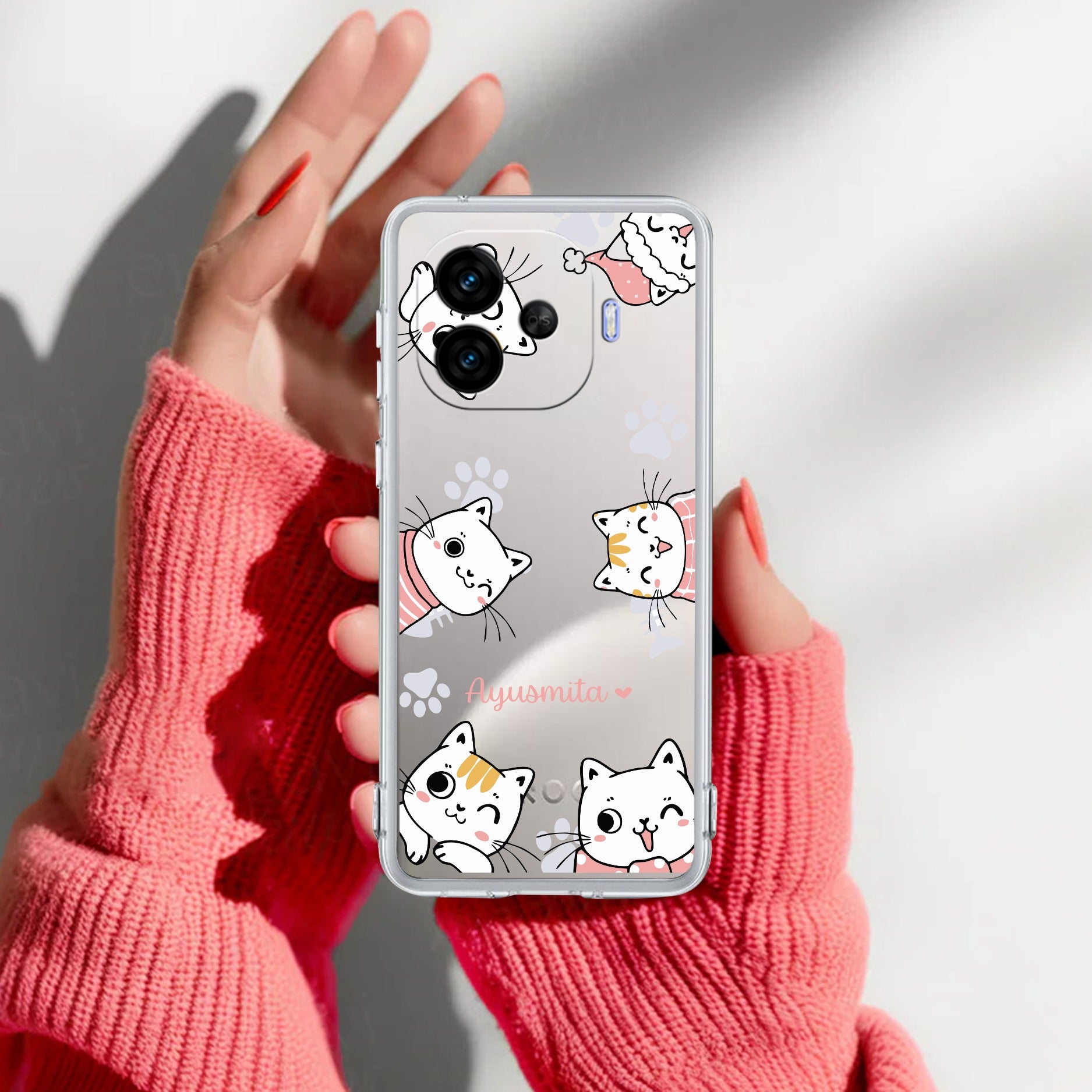 Cute Cat Customize Transparent Silicon Case For iQOO Neo 10R 5G