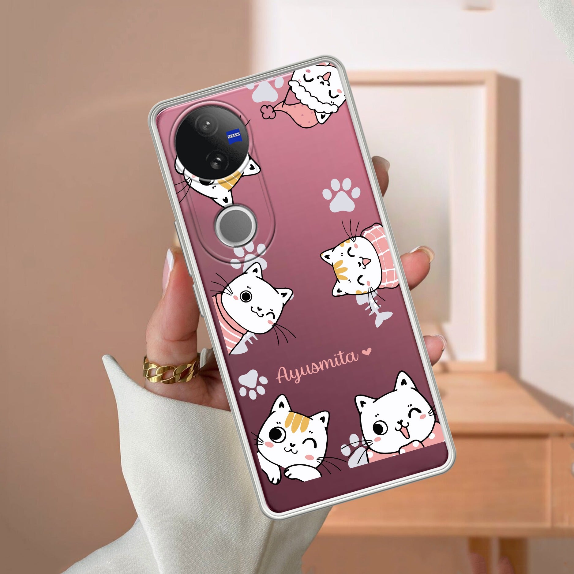 Cute Cat Customize Transparent Silicon Case For iQOO - ShopOnCliQ