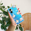 Cute Cat Customize Transparent Silicon Case For iQOO Z6 Pro 5G