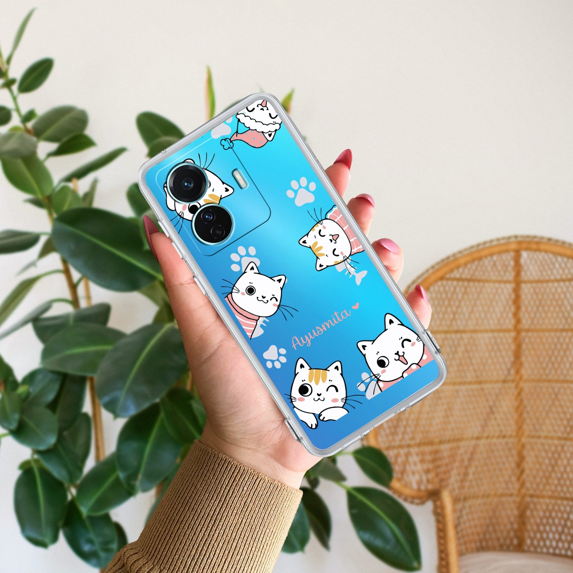 Cute Cat Customize Transparent Silicon Case For Vivo