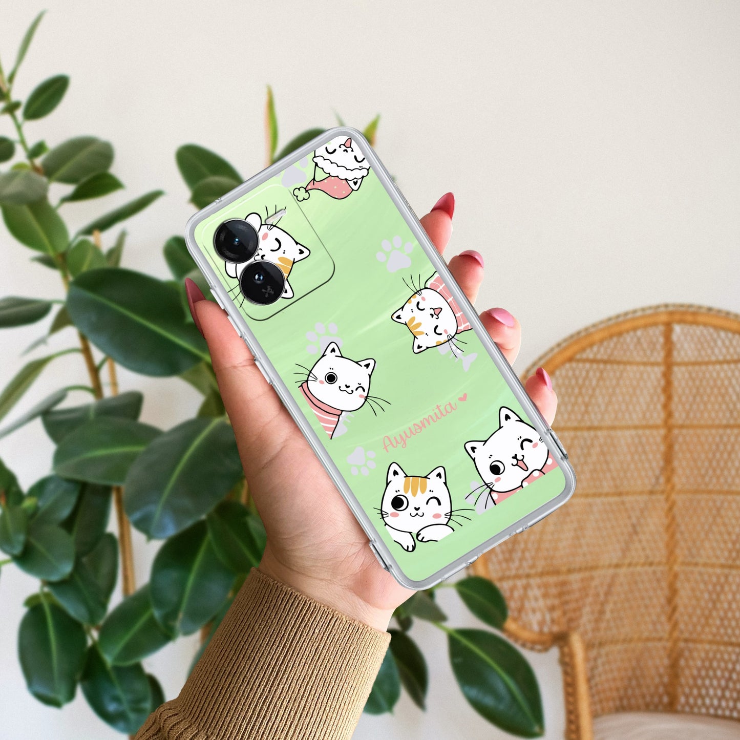 Cute Cat Customize Transparent Silicon Case For iQOO