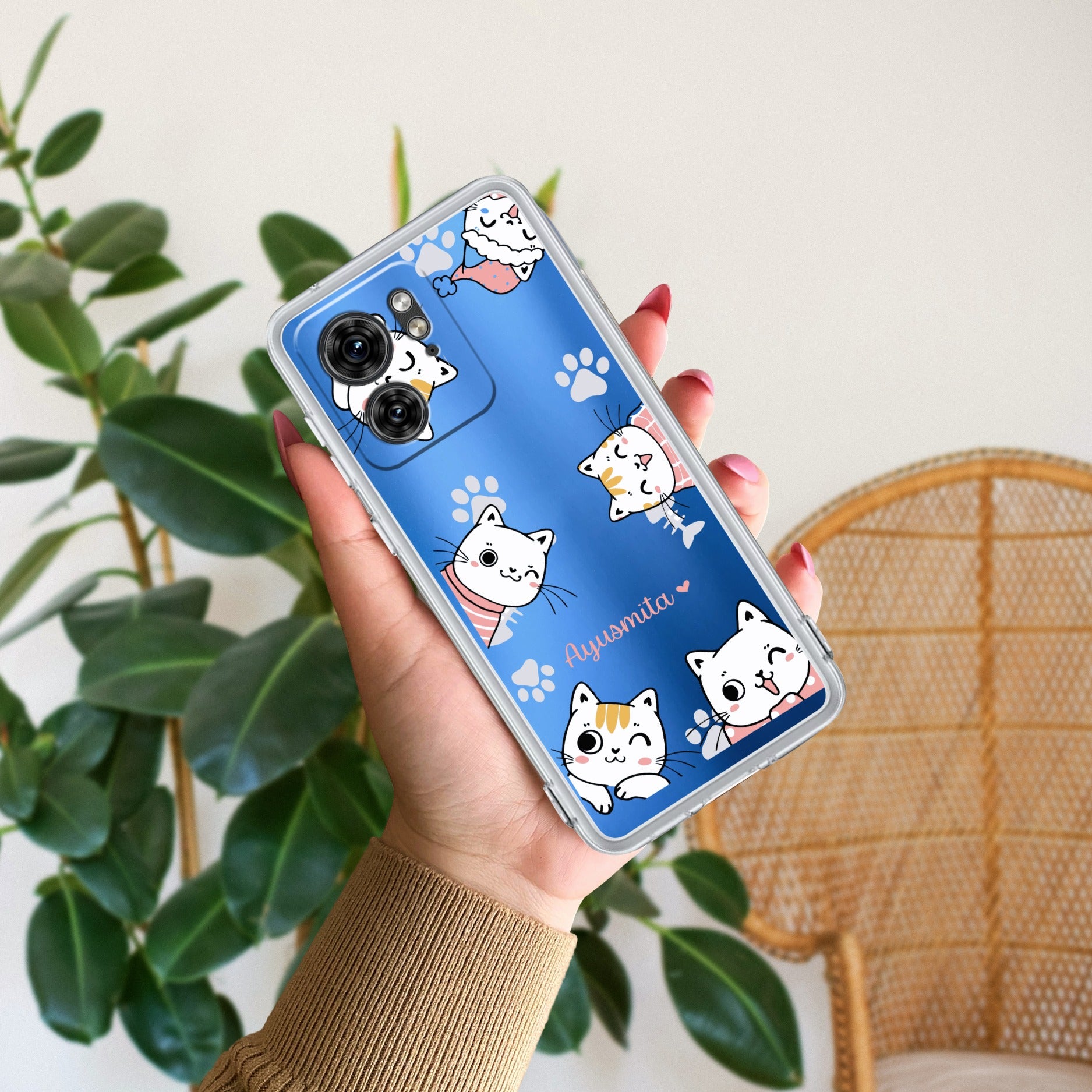 Cute Cat Customize Anti Yellow Case For Motorola Edge 40 5G