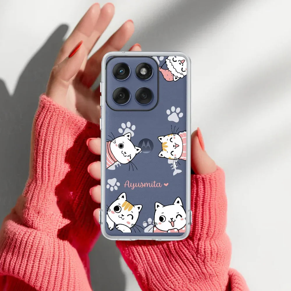 Cute Cat Customize Transparent Silicon Case For Motorola - ShopOnCliQ