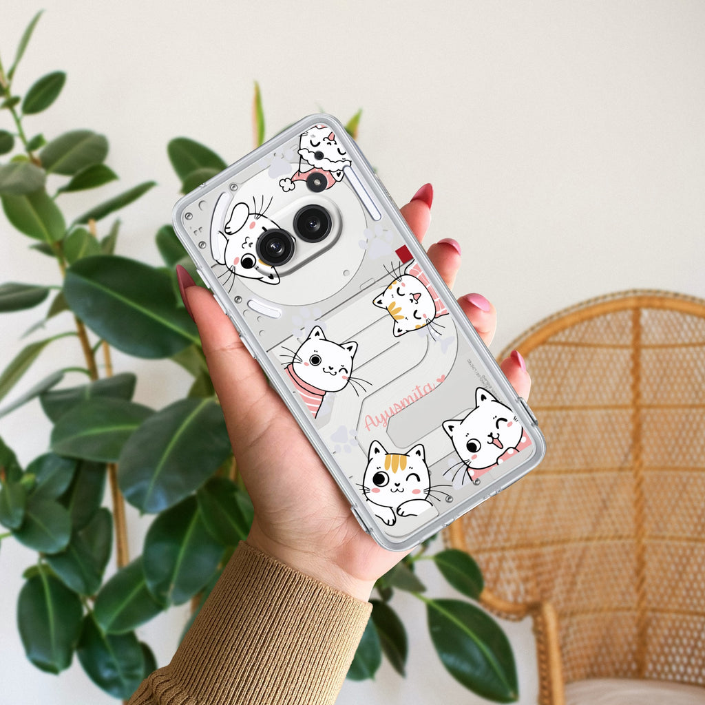 Cute Cat Customize Anti Yellow Case For Nothing Phone 2a Plus
