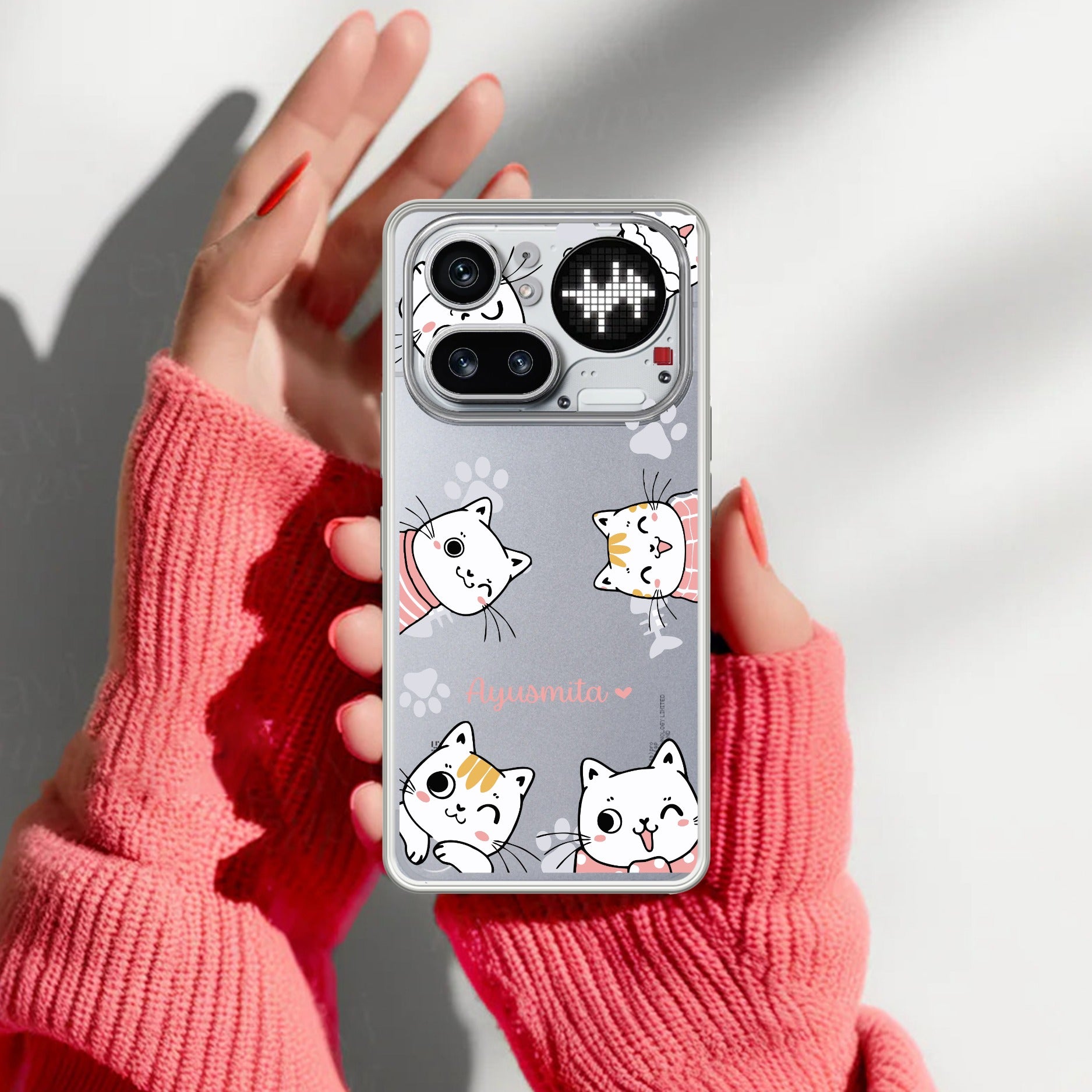 Cute Cat Customize Transparent Silicon Case For Nothing Phone 4A Pro 5G