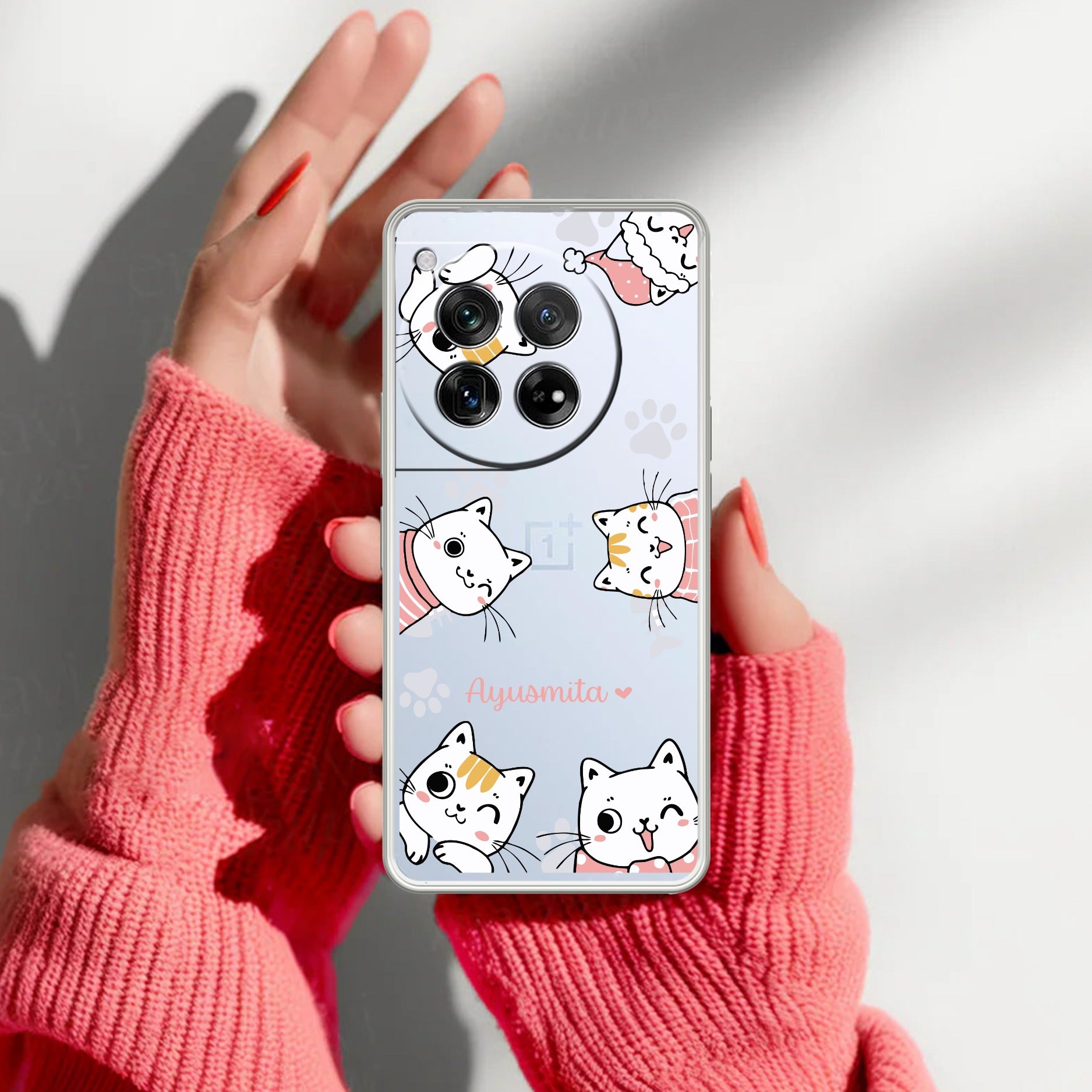 Cute Cat Customize Transparent Silicon Case For OnePlus