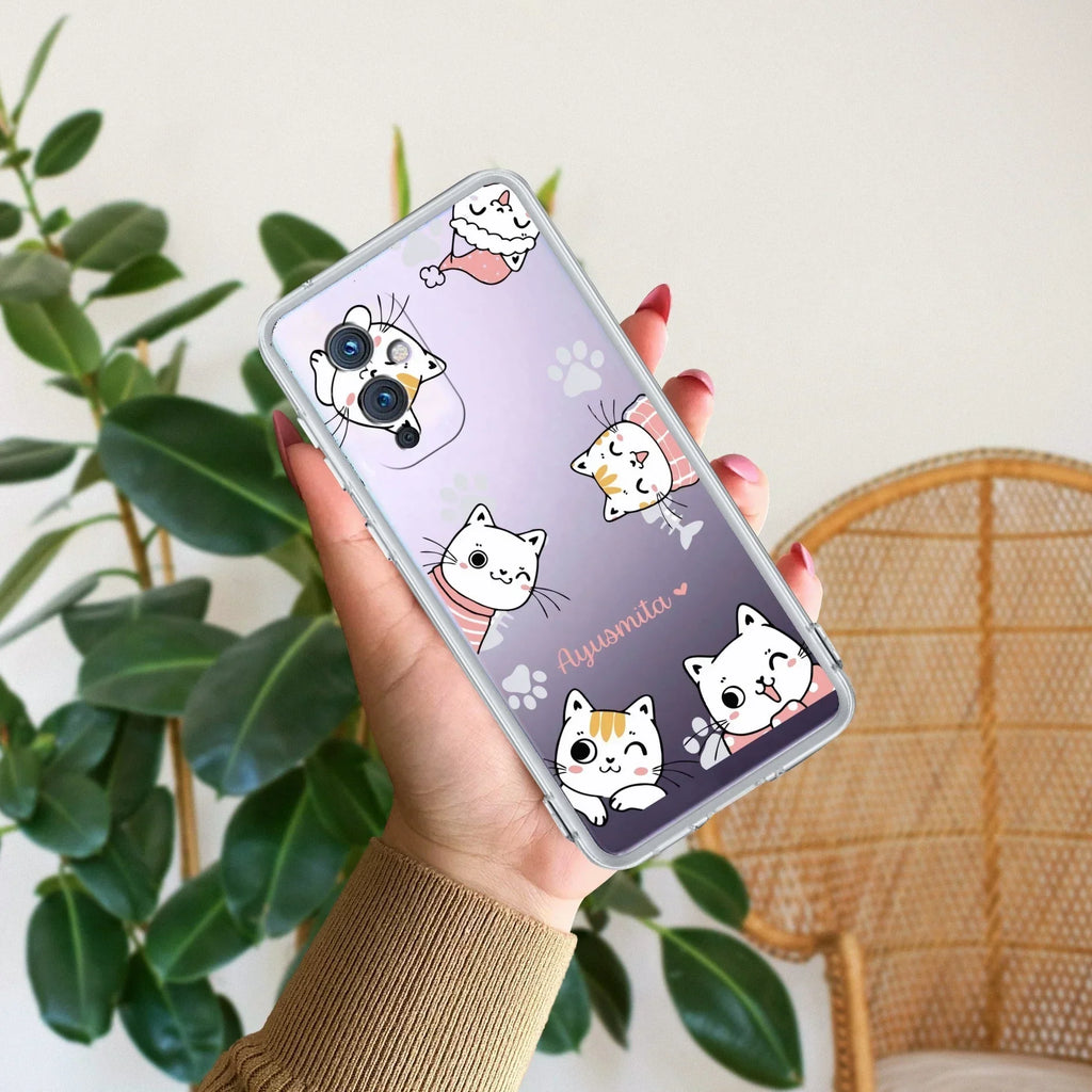 Cute Cat Customize Anti Yellow Case For OnePlus 9
