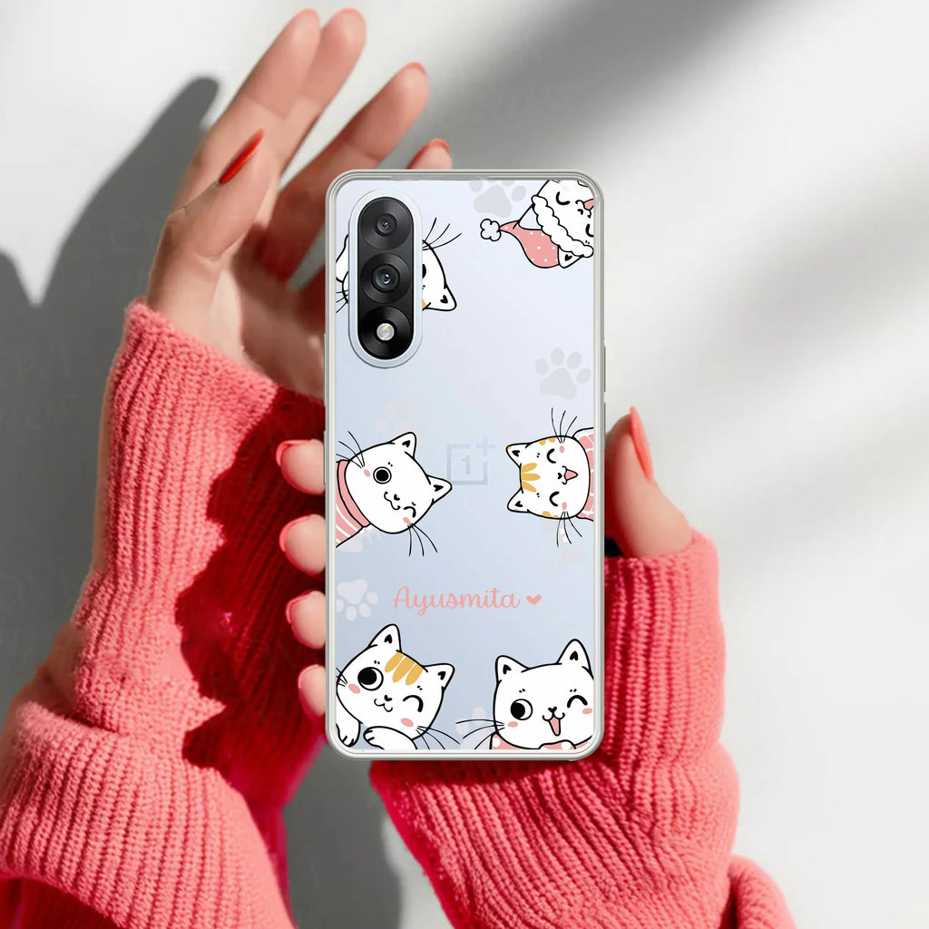 Cute Cat Customize Transparent Silicon Case For OnePlus - ShopOnCliQ