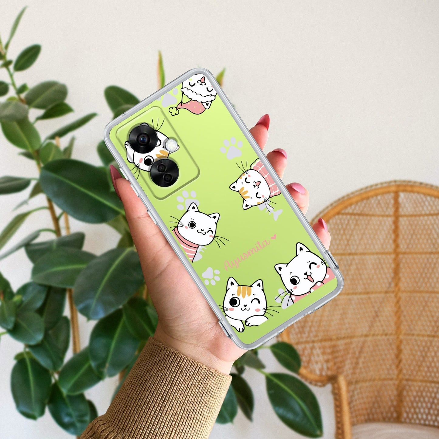 Cute Cat Customize Transparent Silicon Case For OnePlus