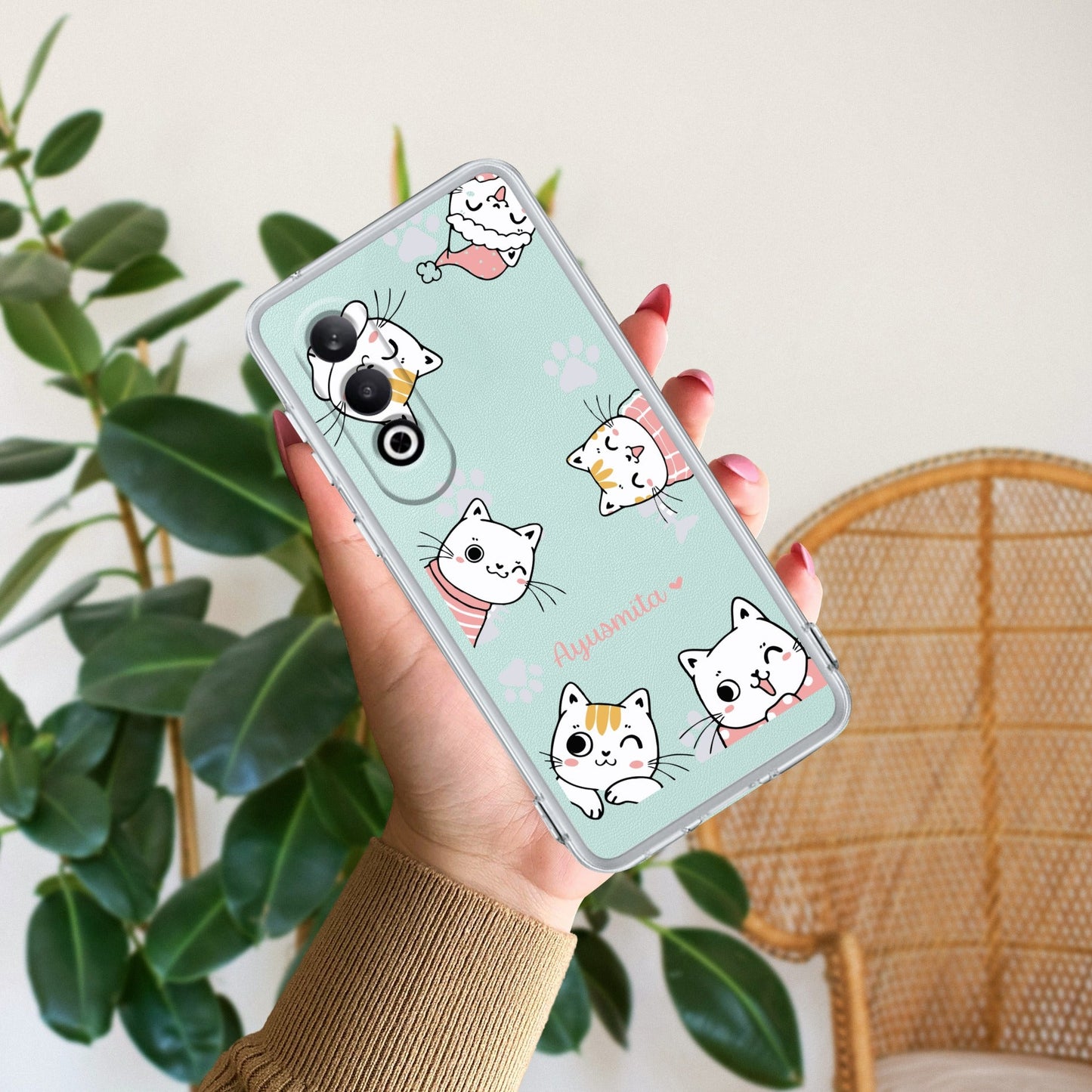 Cute Cat Customize Transparent Silicon Case For OnePlus