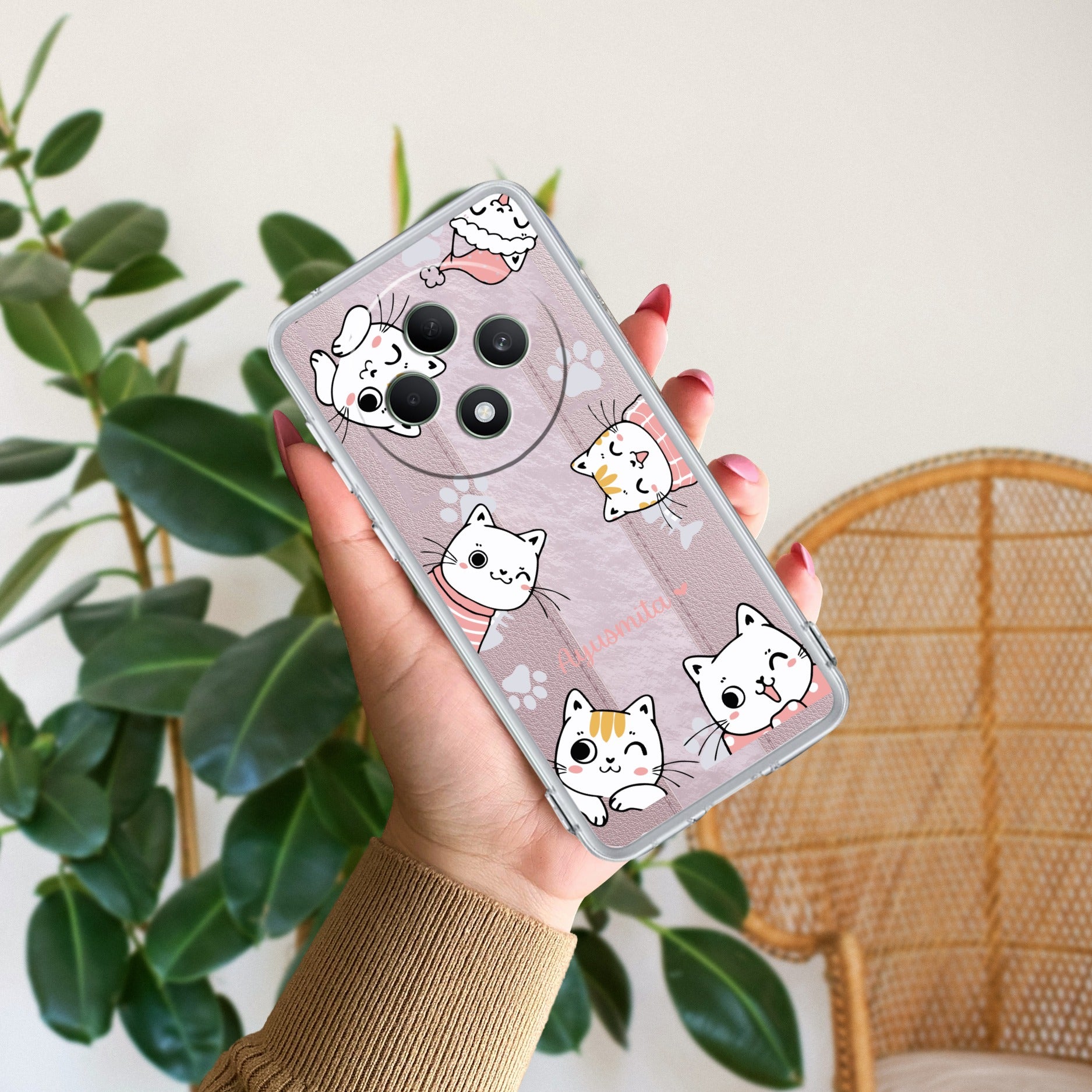 Cute Cat Customize Anti Yellow Case For Oppo K13x 5G