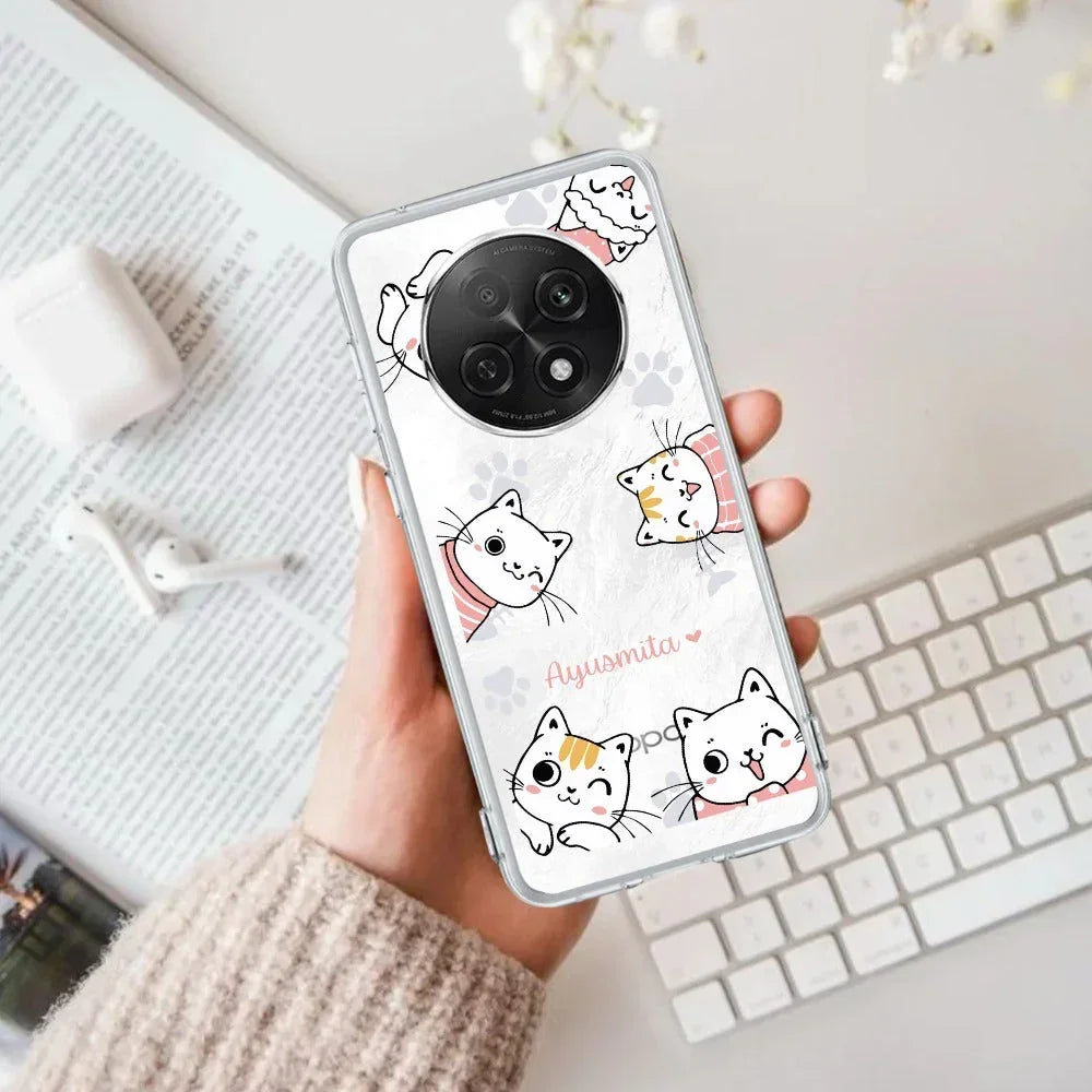 Cute Cat Customize Anti Yellow Case For Oppo F29 Pro 5G