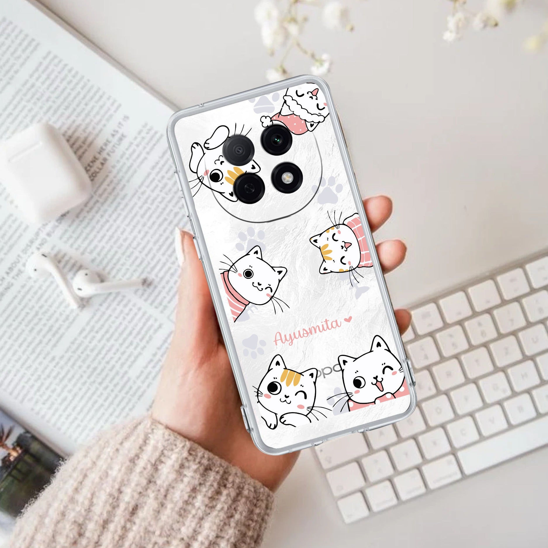 Cute Cat Anti Yellow Case For Oppo F29 Pro 5G
