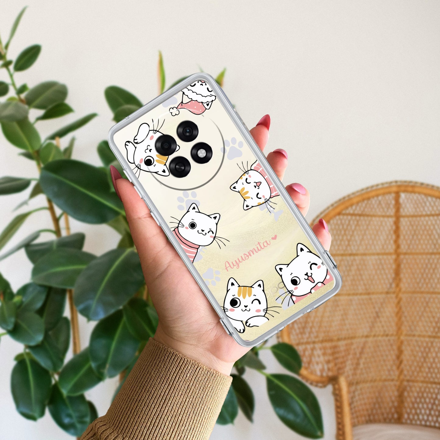 Cute Cat Customize Transparent Silicon Case For Oppo
