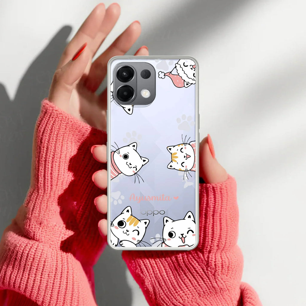 Cute Cat Customize Transparent Silicon Case For Oppo Reno 12 5G