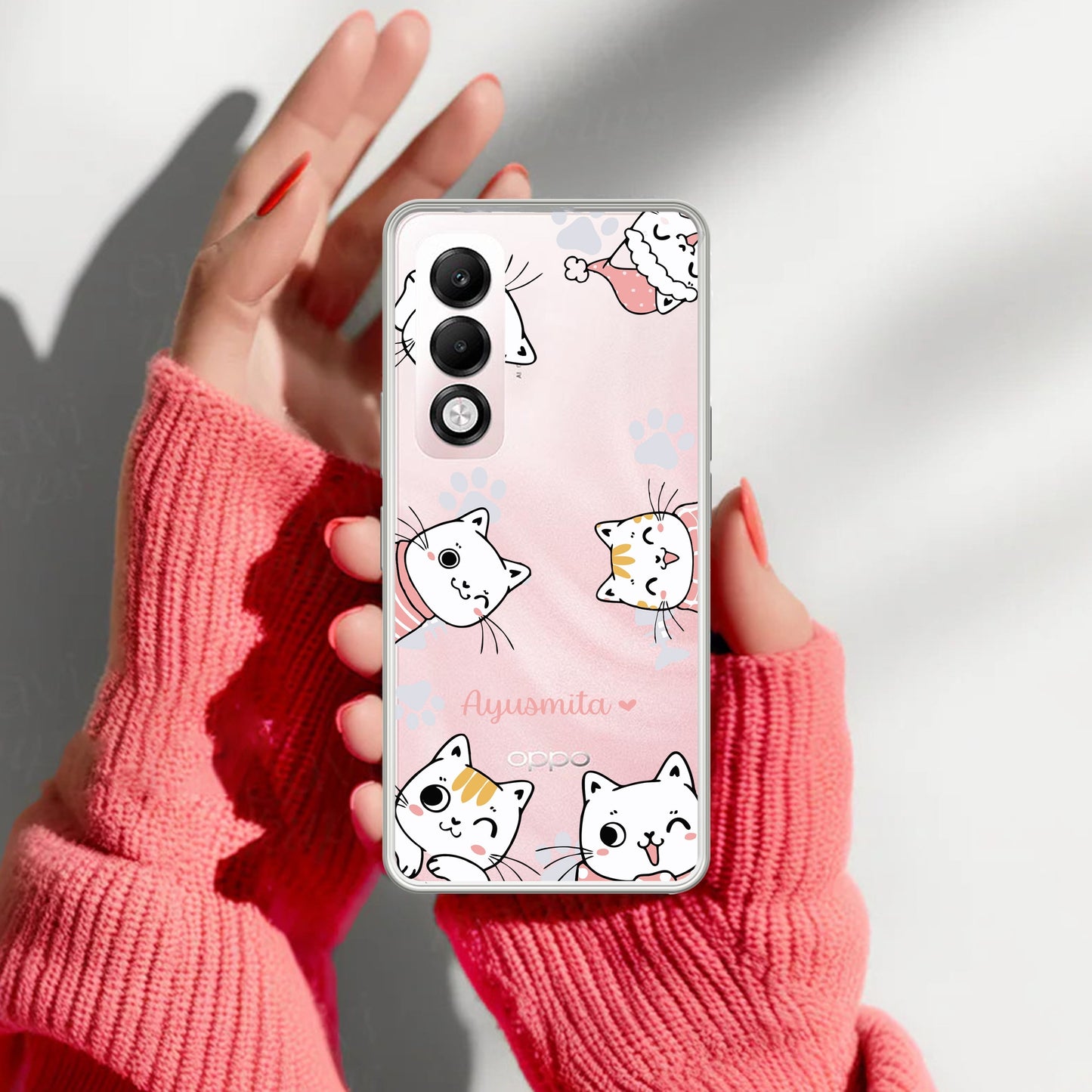 Cute Cat Customize Transparent Silicon Case For Oppo