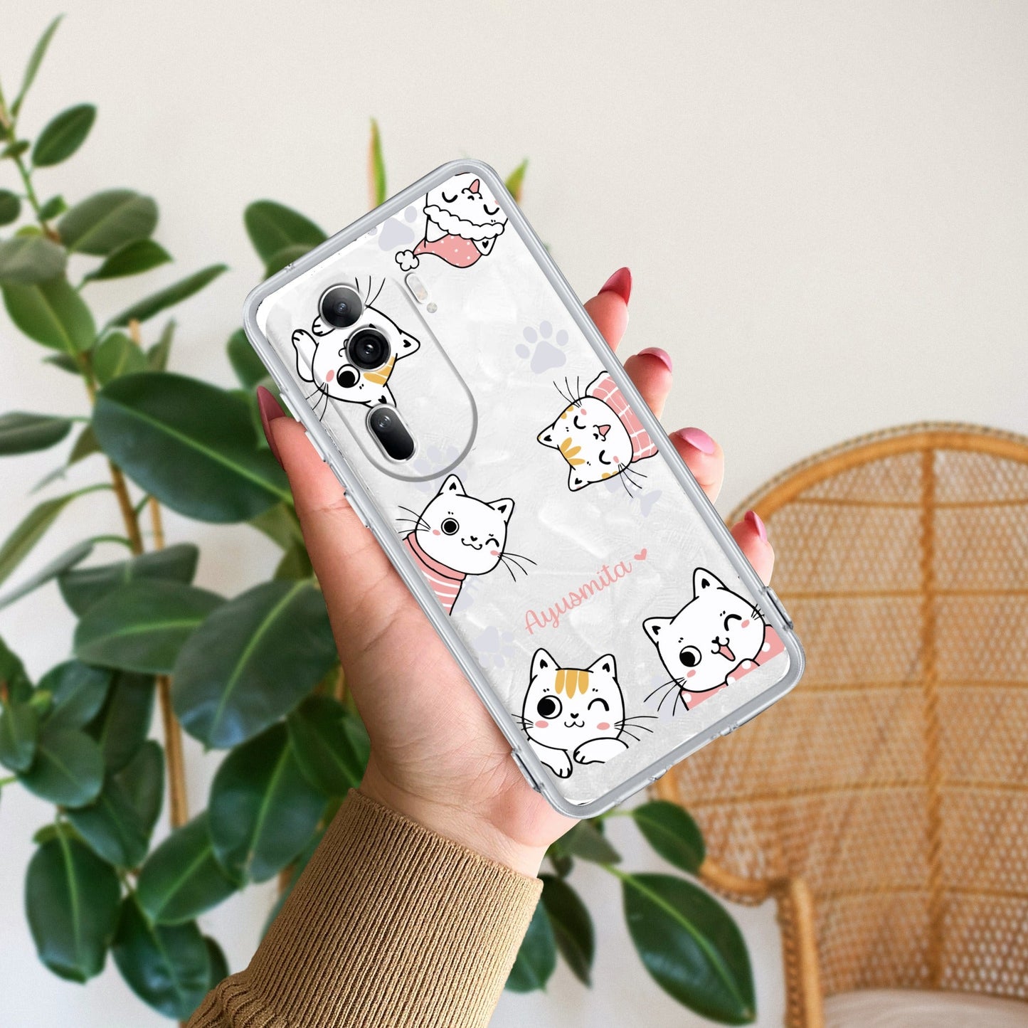 Cute Cat Customize Transparent Silicon Case For Oppo