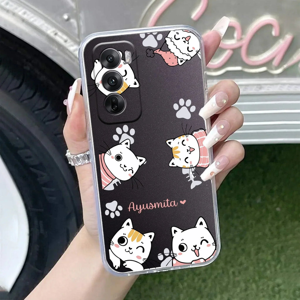 Cute Cat Customize Anti Yellow Case For Oppo Reno 12 Pro 5G