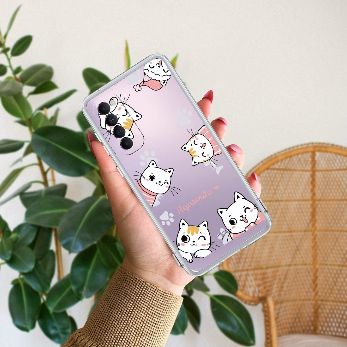 Cute Cat Customize Transparent Silicon Case For Oppo