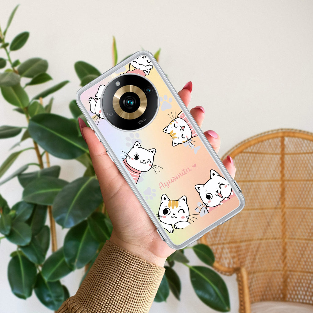 Cute Cat Anti Yelllow Case For Realme 11 Pro Plus 5G