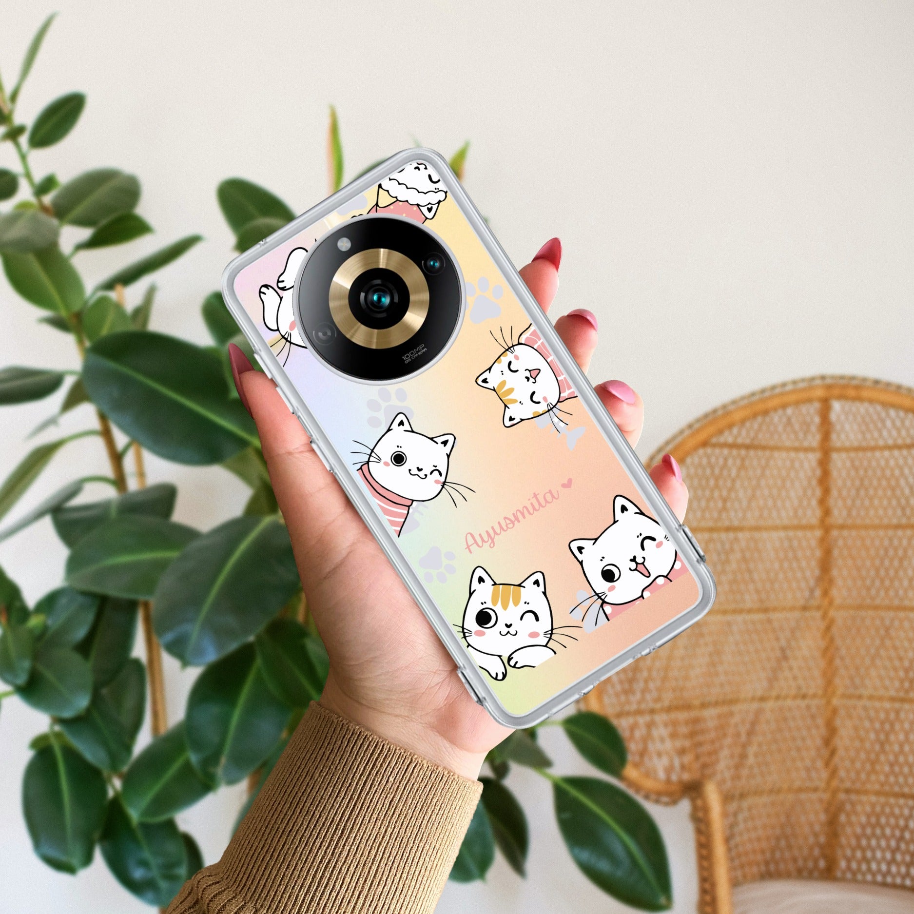 Cute Cat Anti Yelllow Case For Realme 11 Pro Plus 5G