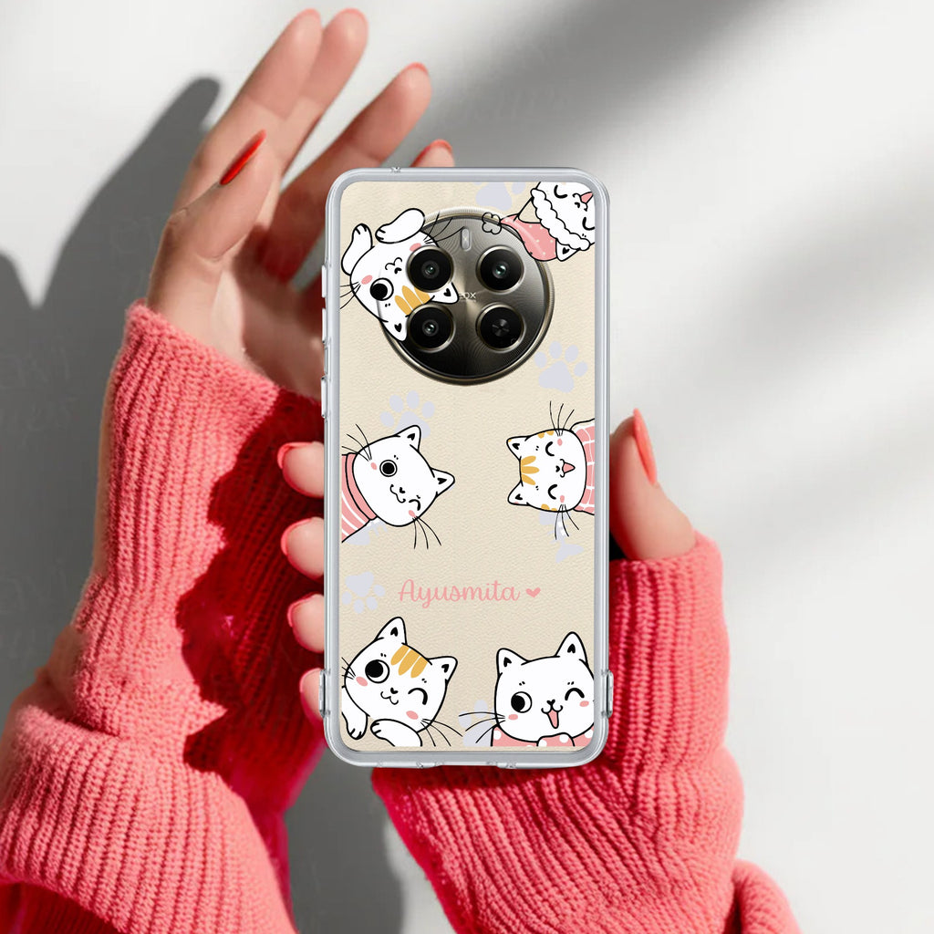 Cute Cat Anti Yelllow Case For Realme Narzo 70 5G