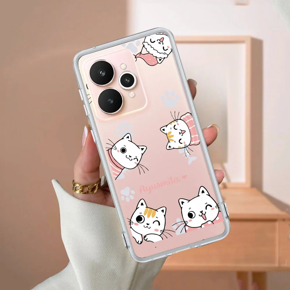 Cute Cat Customize Transparent Silicon Case For Realme/Narzo - ShopOnCliQ