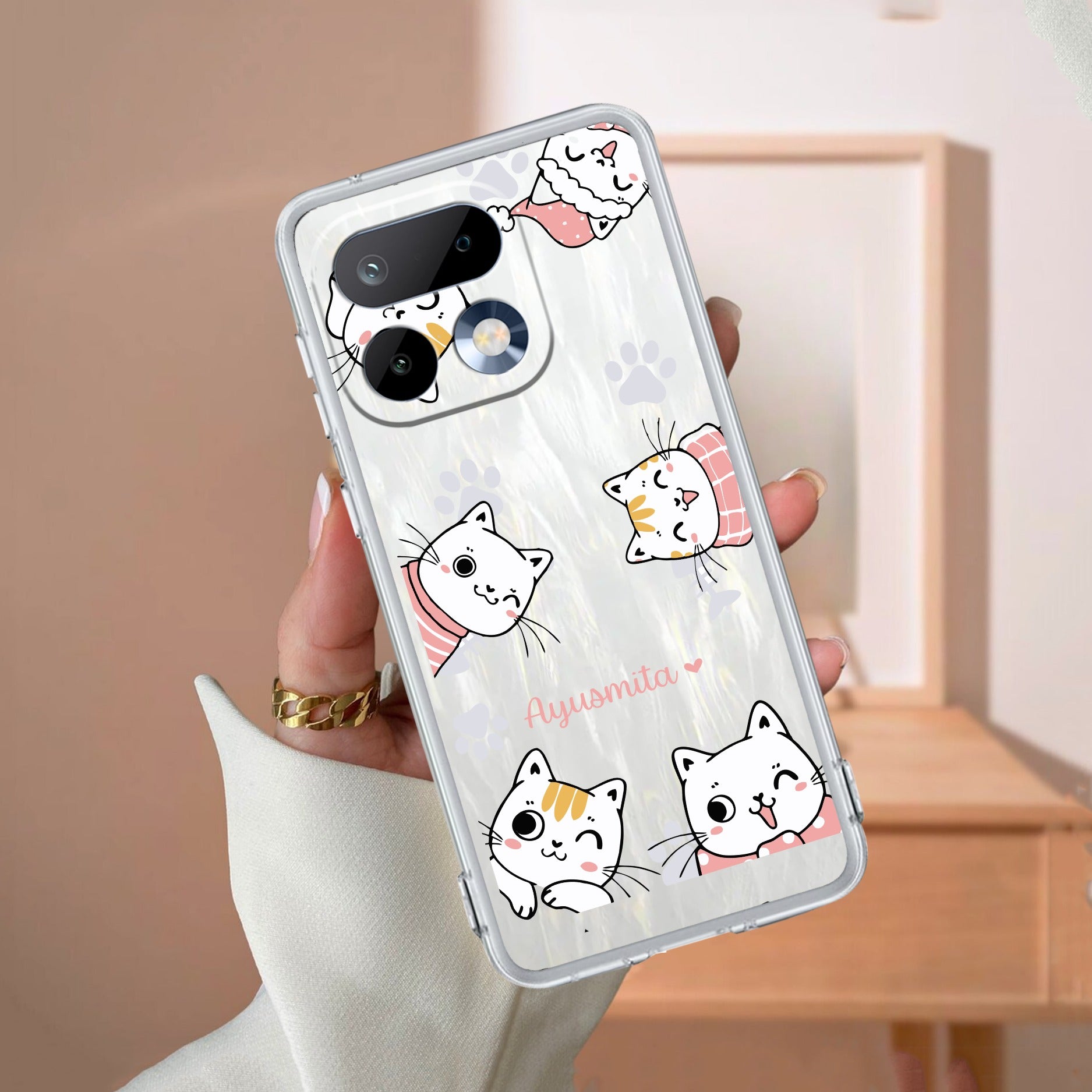 Cute Cat Anti Yelllow Case For Realme 16 Pro 5G