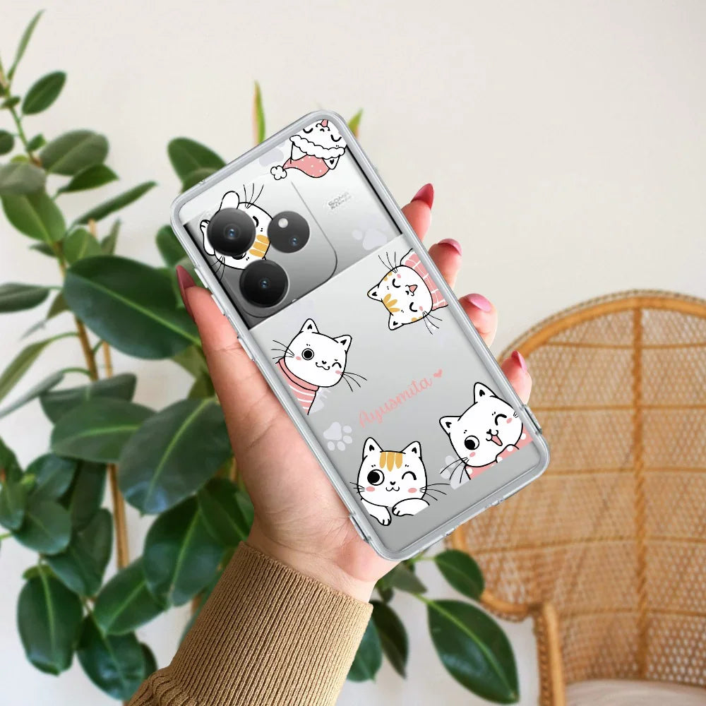 Cute Cat Customize Transparent Silicon Case For Realme/Narzo - ShopOnCliQ