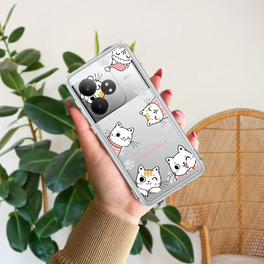 Cute Cat Customize Transparent Silicon Case For Realme/Narzo - ShopOnCliQ