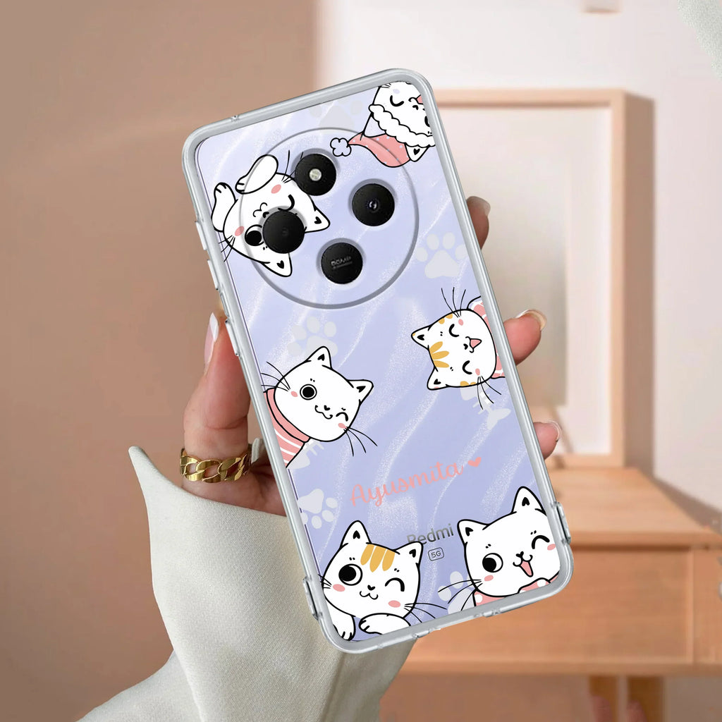Cute Cat Customize Transparent Silicon Case For Mi 10T 5G / Mi 10T Pro